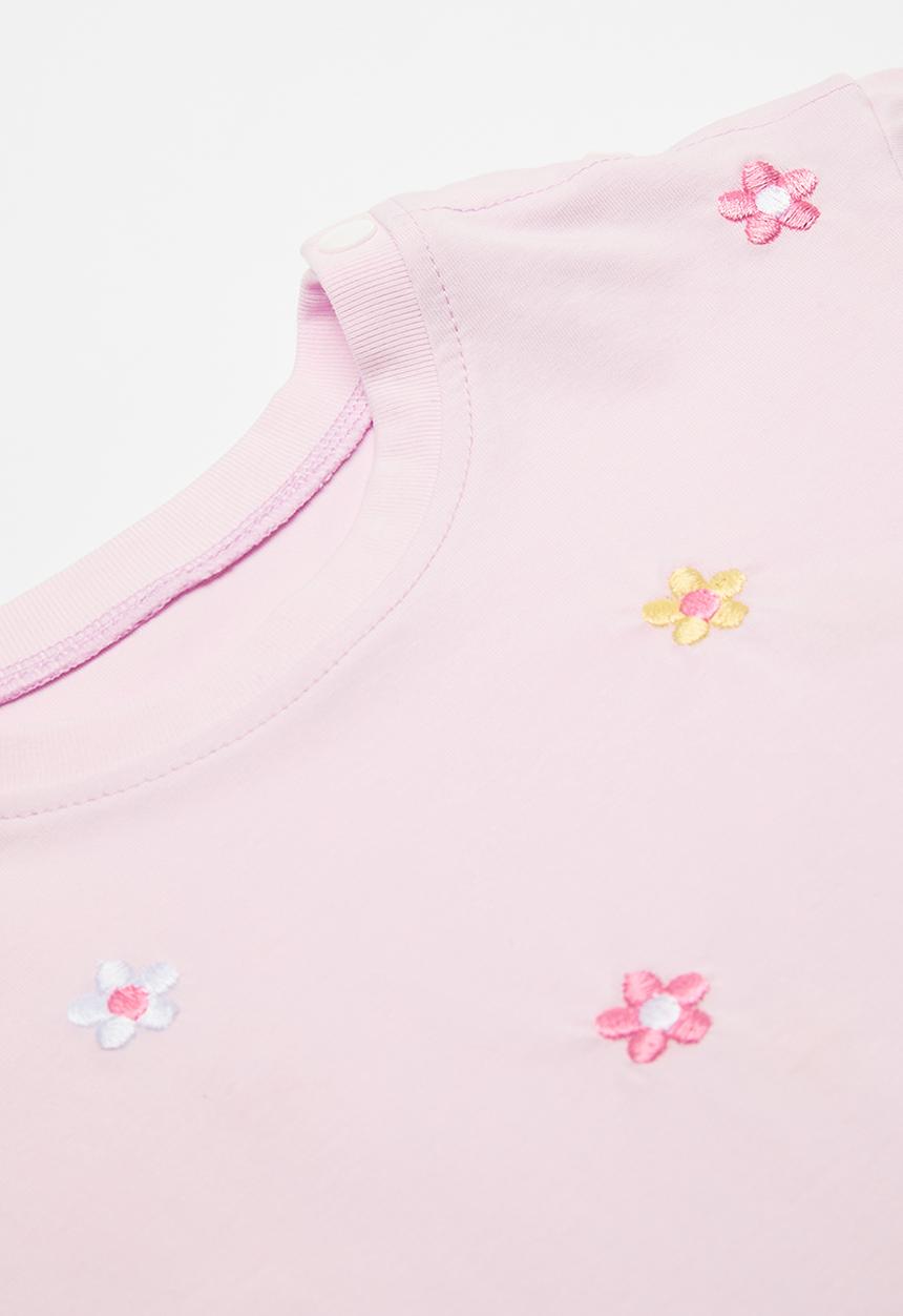 Pop Candy - Flower embroidered bodysuit - pastel pink