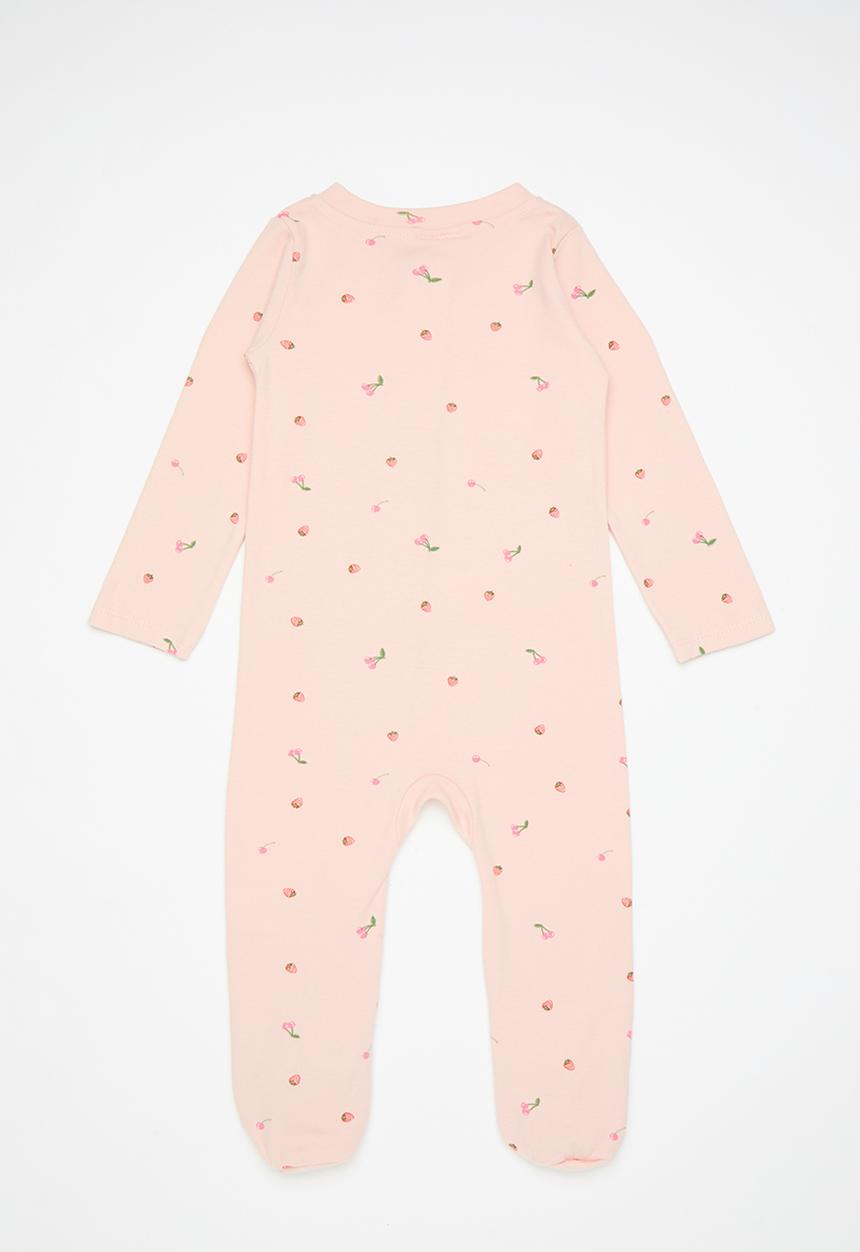 Pop Candy - Cherry and flower all-over-print onesie - pink