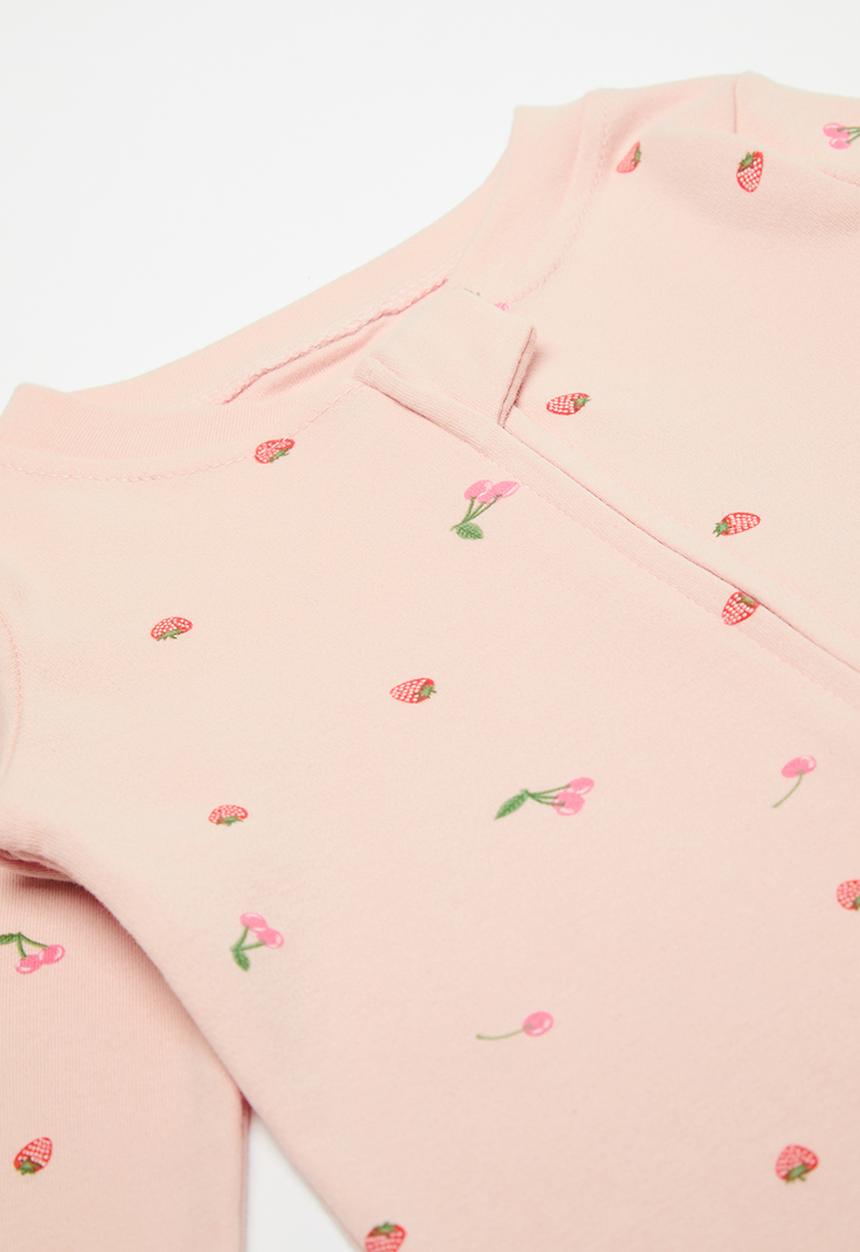 Pop Candy - Cherry and flower all-over-print onesie - pink