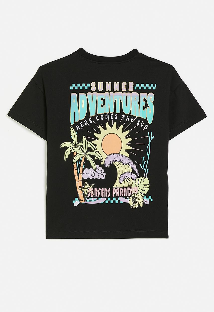 Pop Candy - Graphic and placement print tee - black/here comes the sun