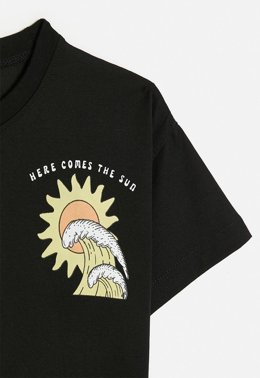 Pop Candy - Graphic and placement print tee - black/here comes the sun