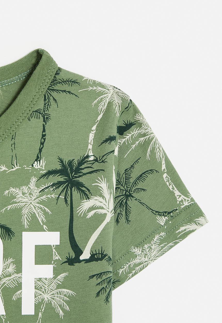 Pop Candy - Palm tree printed tee - pistachio green/surf days