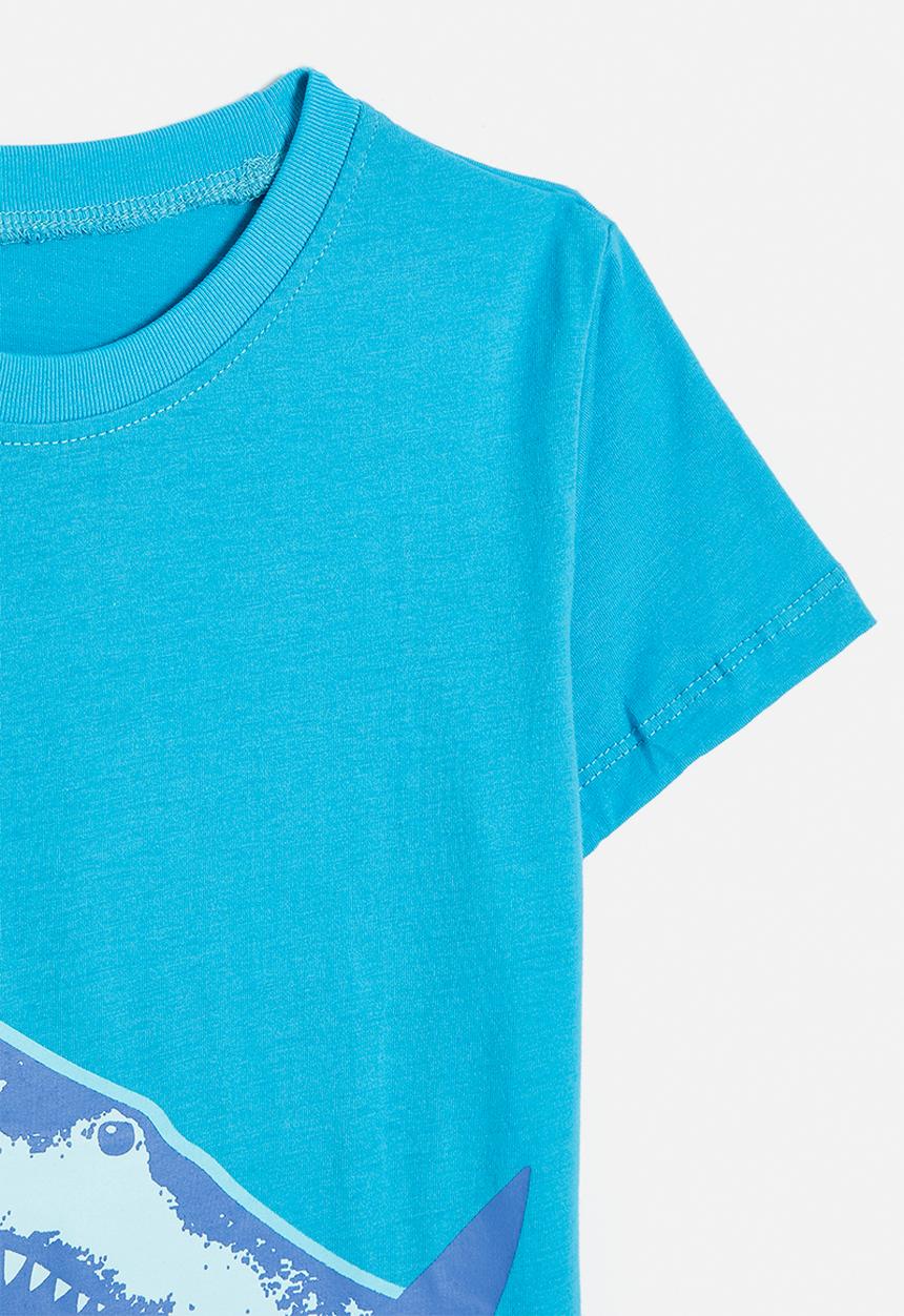 Pop Candy - Shark graphic tee - dark cyan blue