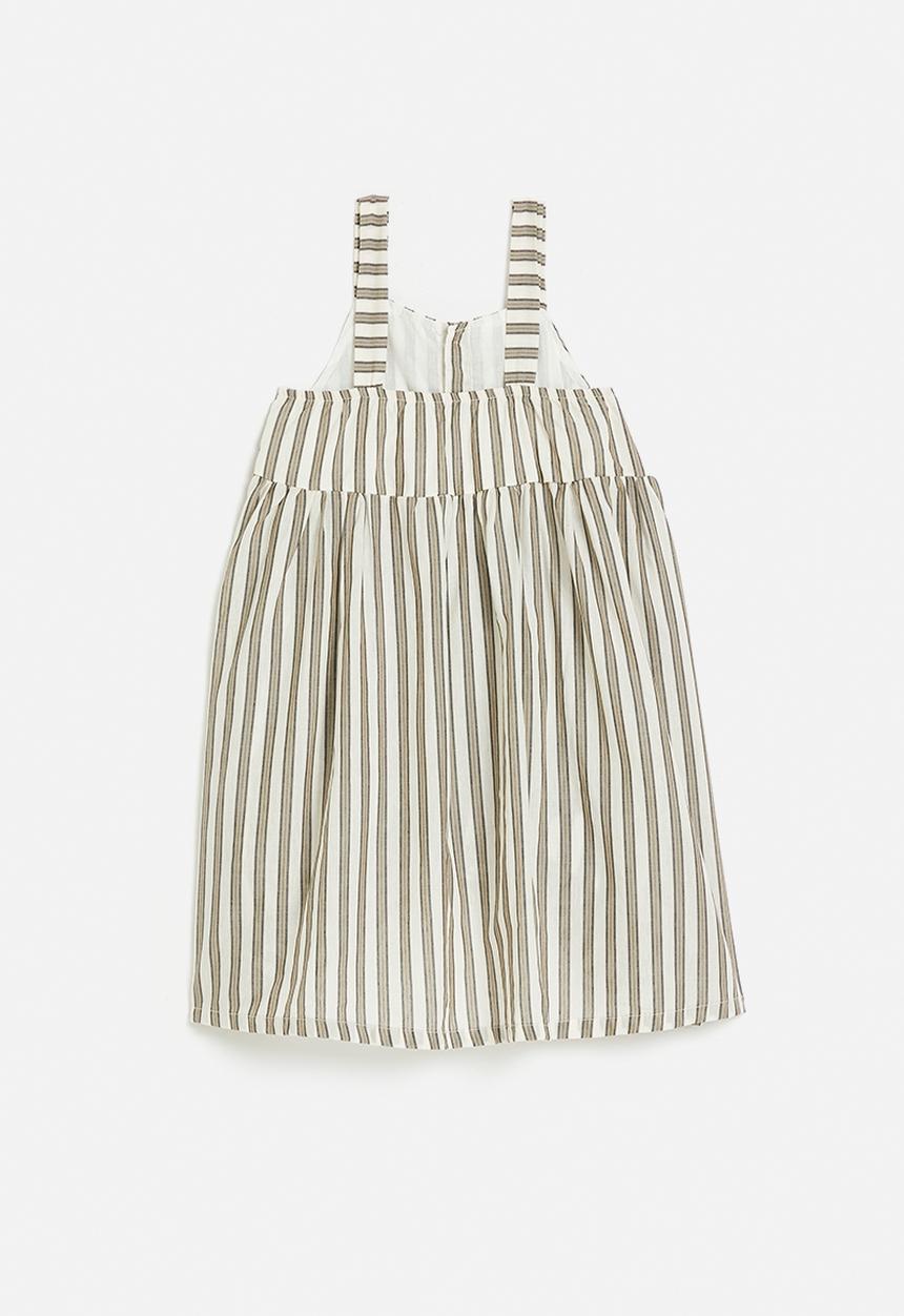 Pop Candy - Fit & flare dress with mock button closure - white/unbalanced stripe
