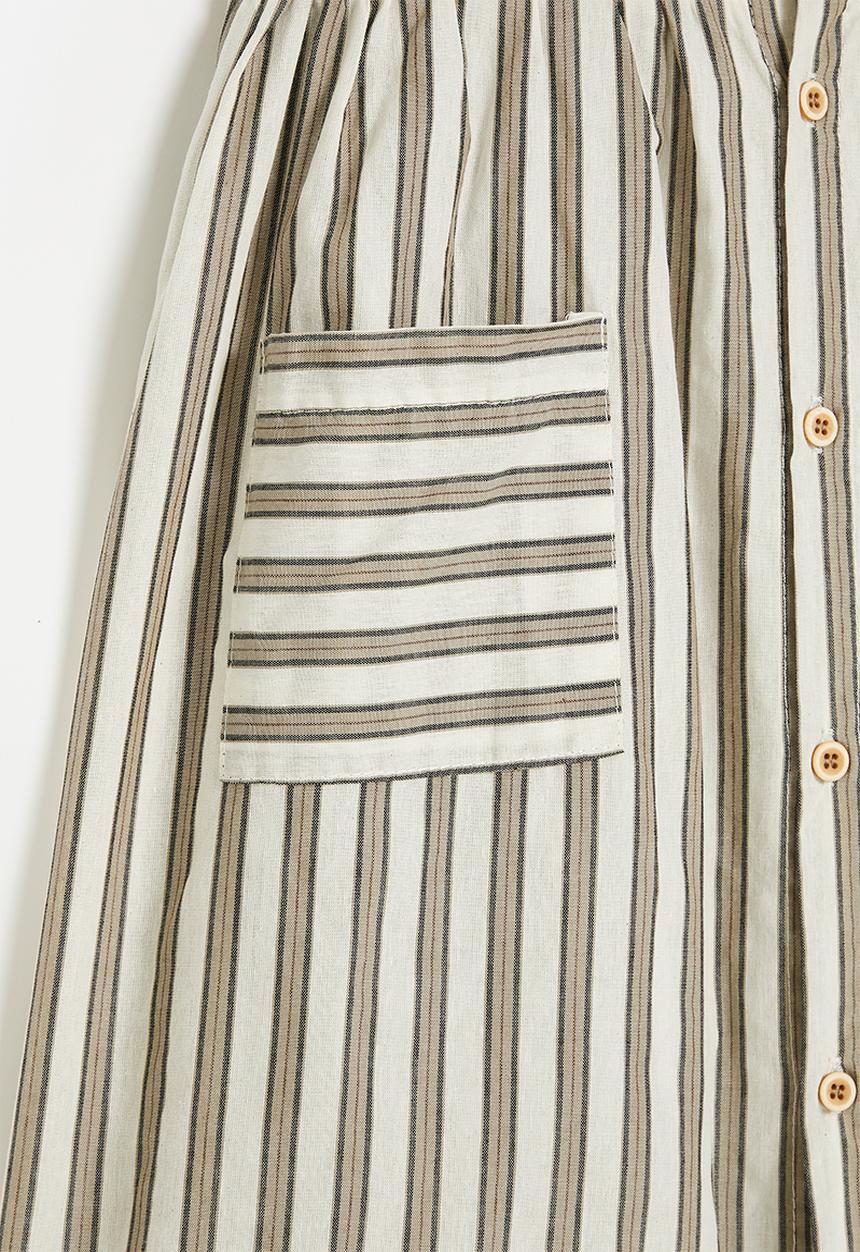 Pop Candy - Fit & flare dress with mock button closure - white/unbalanced stripe