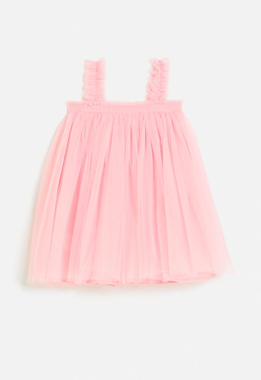 Pop Candy - Floral applique tulle dress-pink