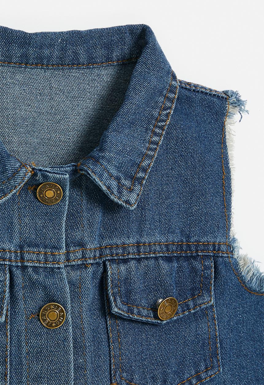 Pop Candy - Frayed denim vest - blue
