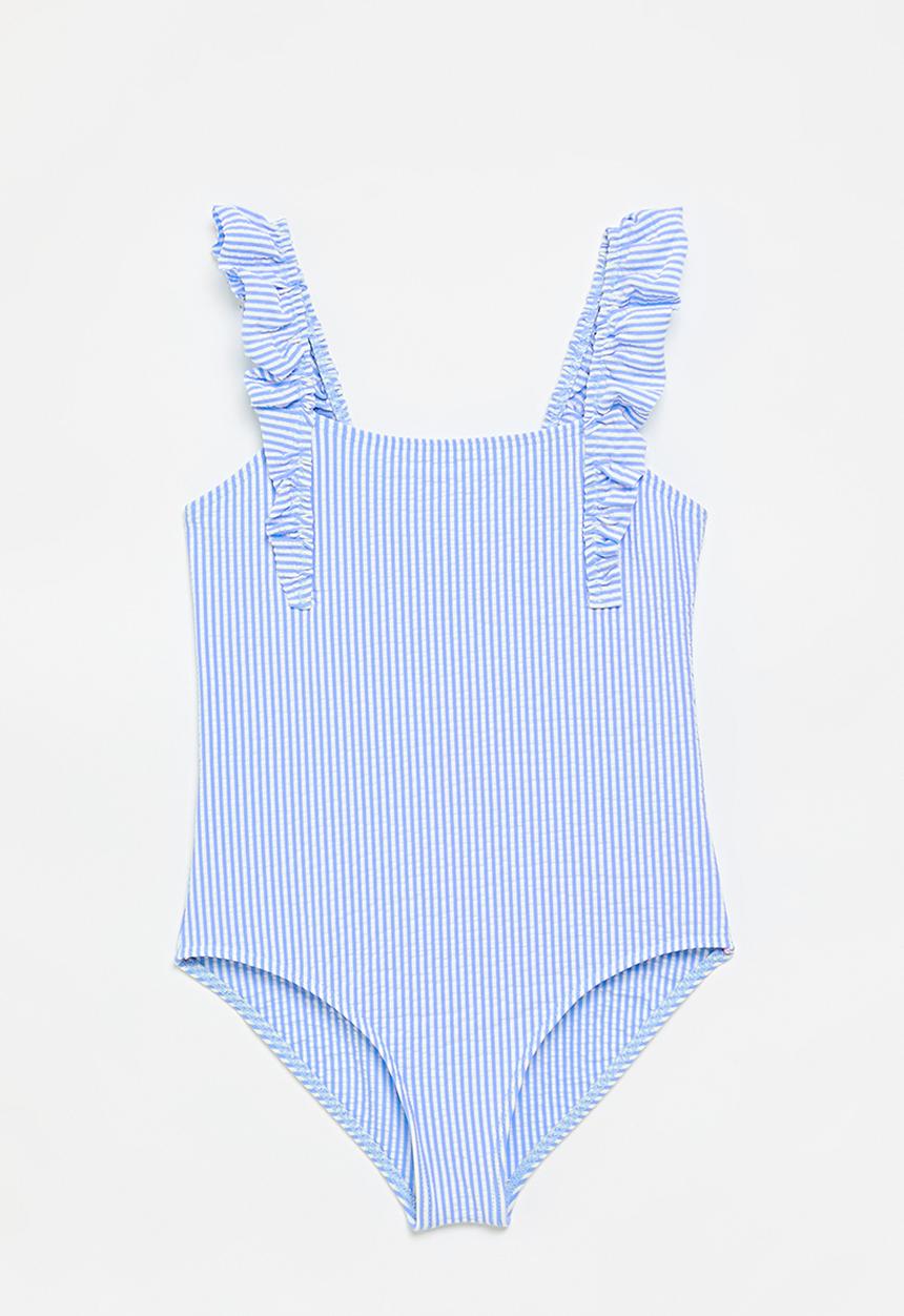Pop Candy - Ruffle one piece swimsuit - light blue stripe