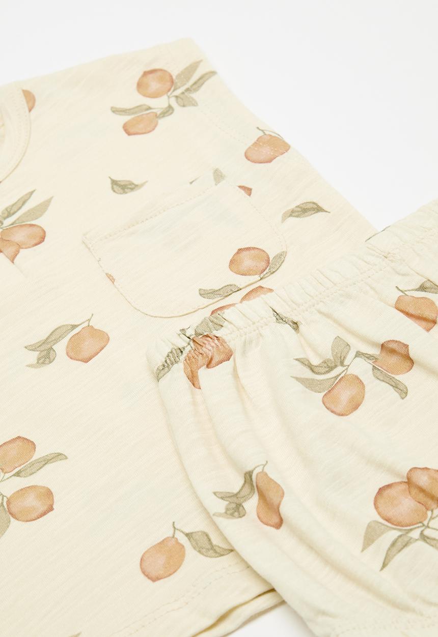 Pop Candy - Shorts & tee set - light orange & neutral