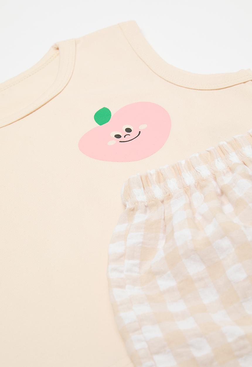 Pop Candy - Placement print vest with shorts - neutral/neutral gingham