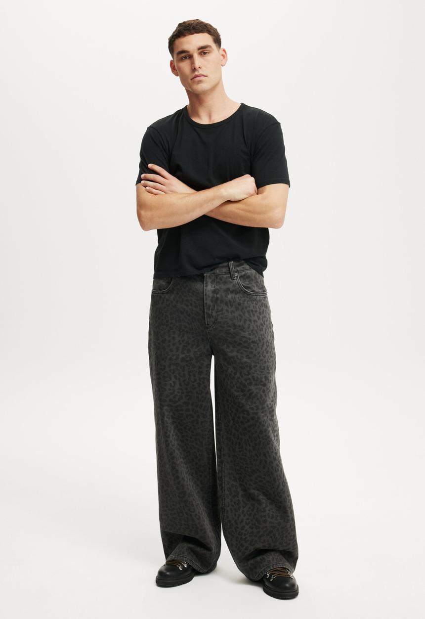 Super Baggy Jean - Textured Leopard Overdye