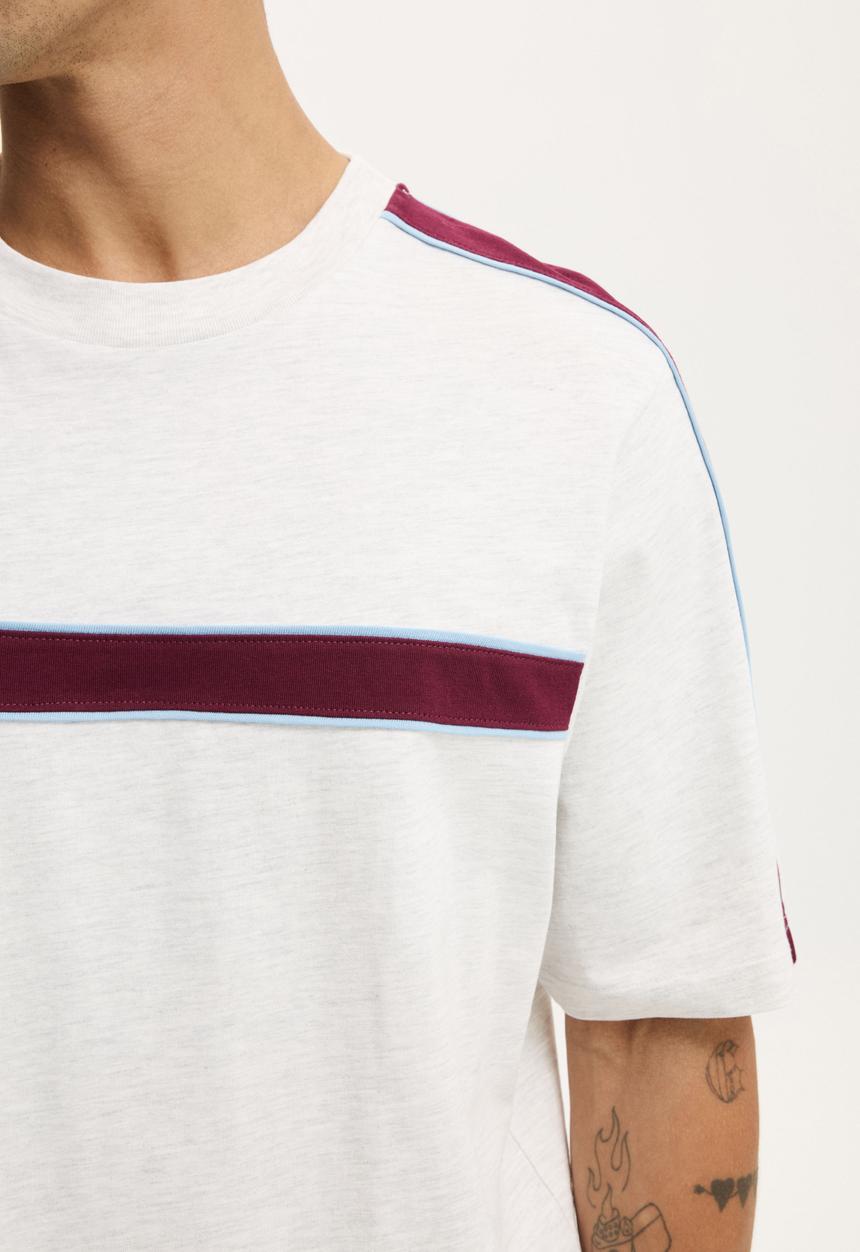 Cotton On - Cropped Fit Panel T-shirt - White Marle Contrast
