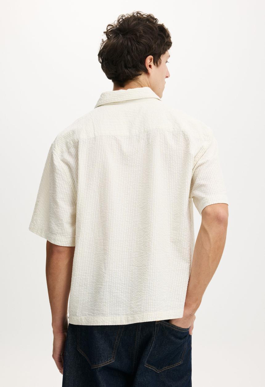 Cotton On - Ventura Short Sleeve Shirt - Sage Stripe