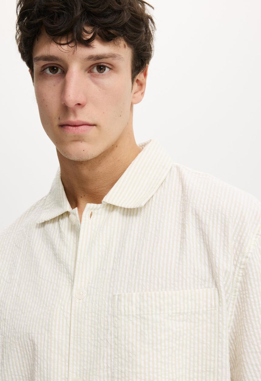 Cotton On - Ventura Short Sleeve Shirt - Sage Stripe