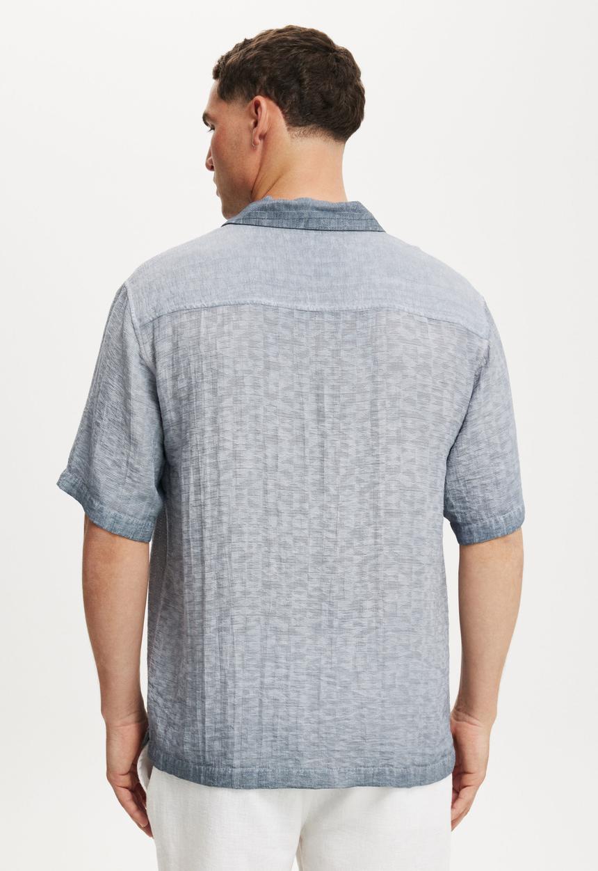 Cotton On - Washed Box Fit Short Sleeve Shirt - Overdye Blue