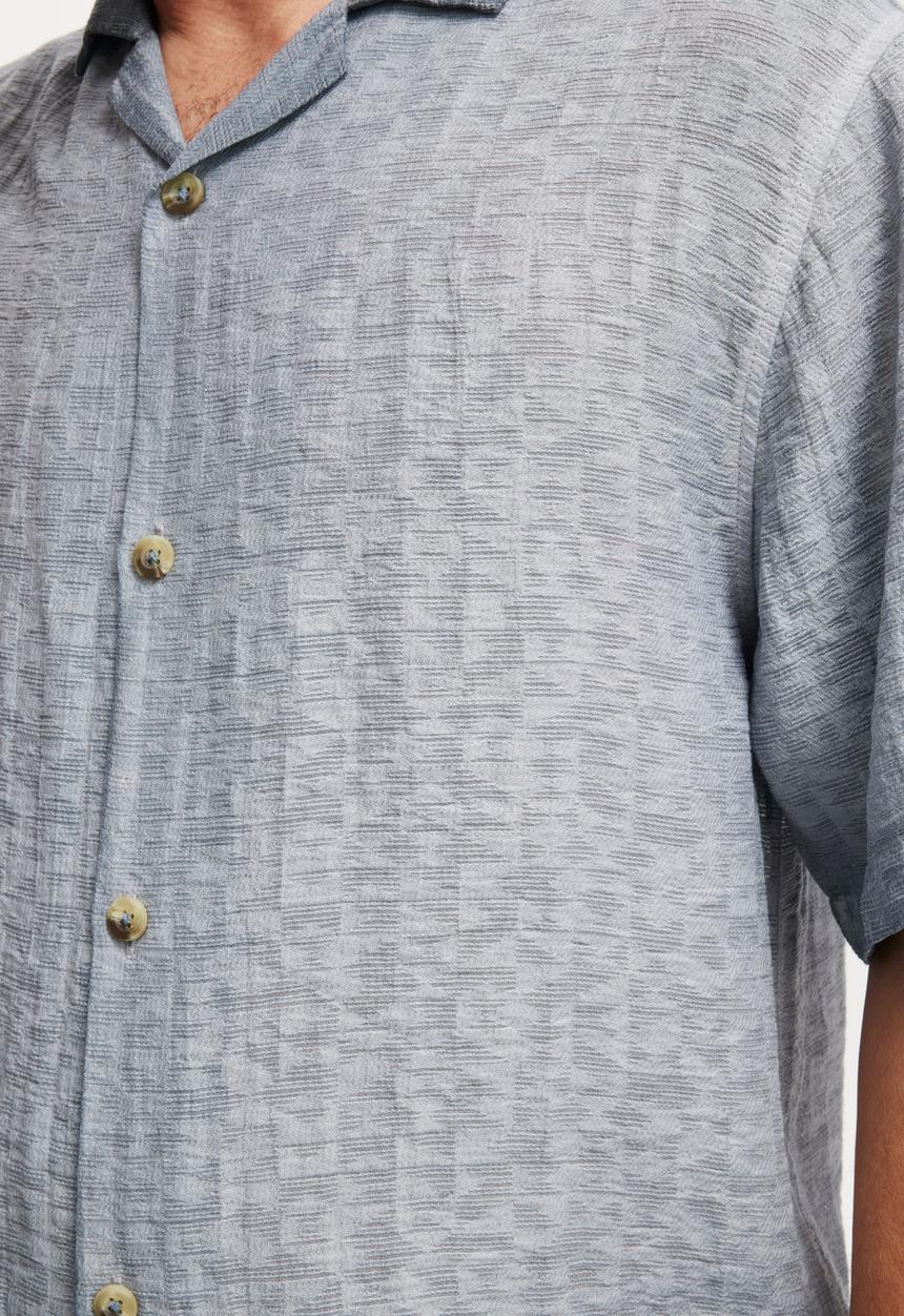 Cotton On - Washed Box Fit Short Sleeve Shirt - Overdye Blue