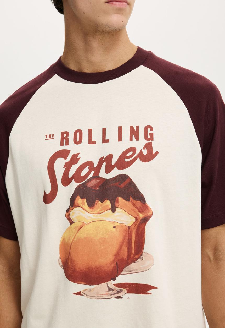 Crop Fit Music T-Shirt - Lcn Bra Cream Puff / Rolling Stones - Melting