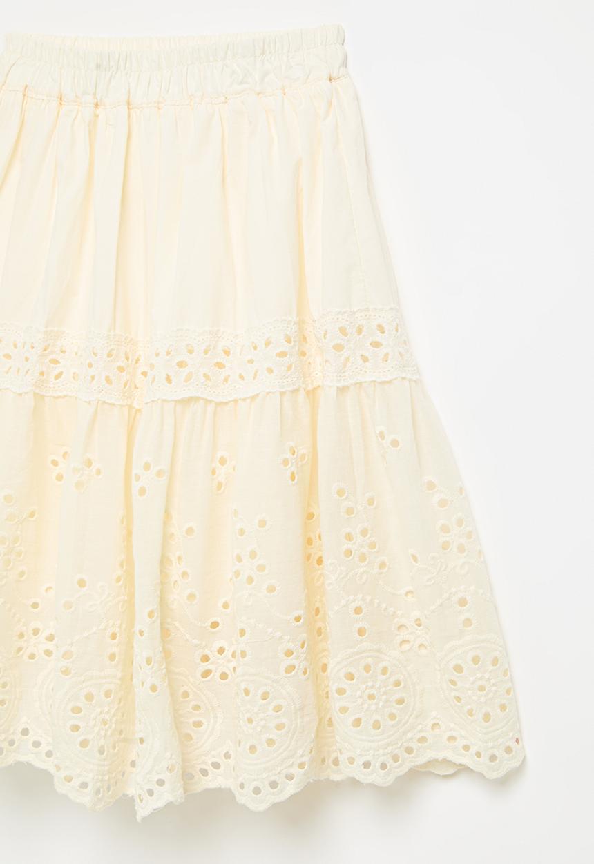 Pop Candy - Anglaise boho skirt-off white