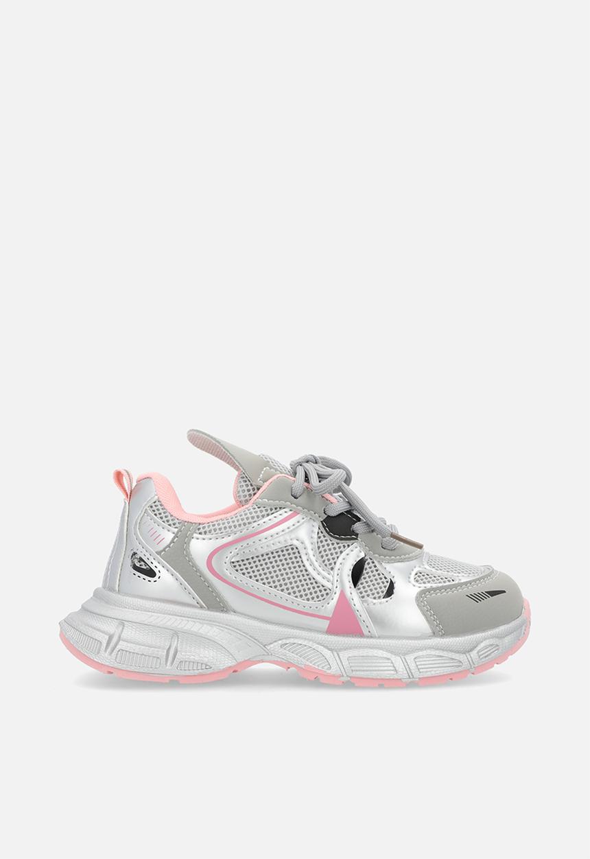 Pop Candy - Lace up sneakers - silver/grey/pink