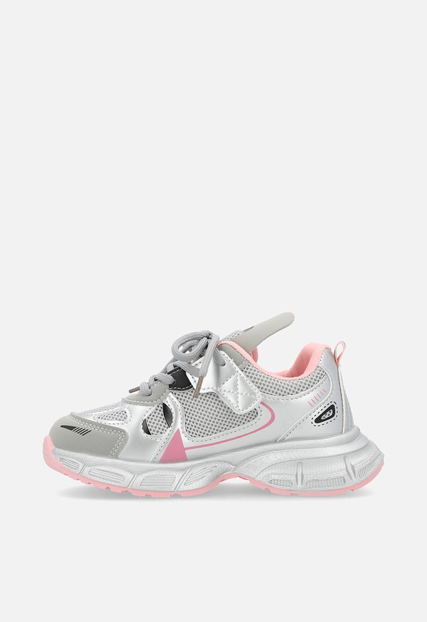 Pop Candy - Lace up sneakers - silver/grey/pink