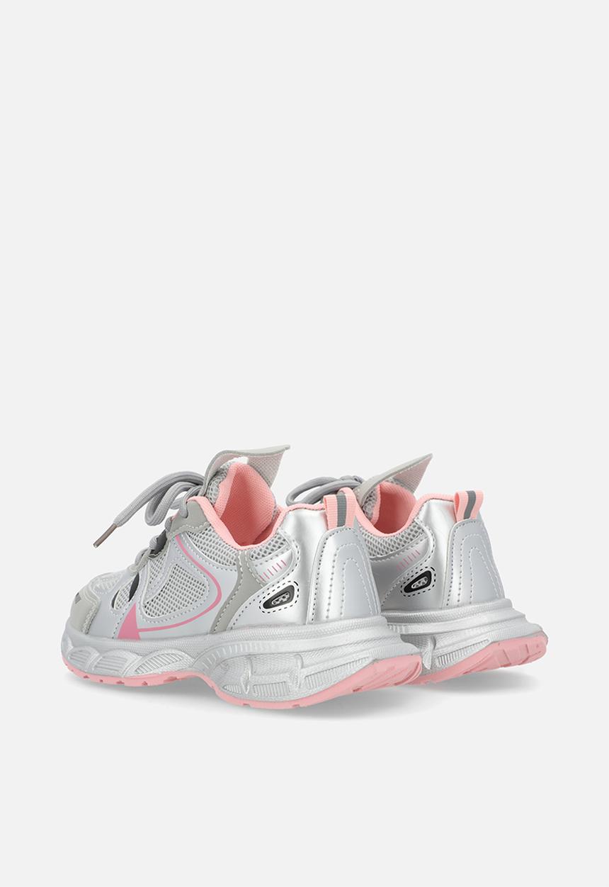 Pop Candy - Lace up sneakers - silver/grey/pink