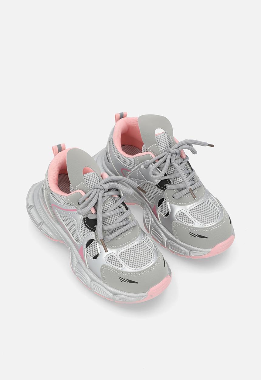 Pop Candy - Lace up sneakers - silver/grey/pink