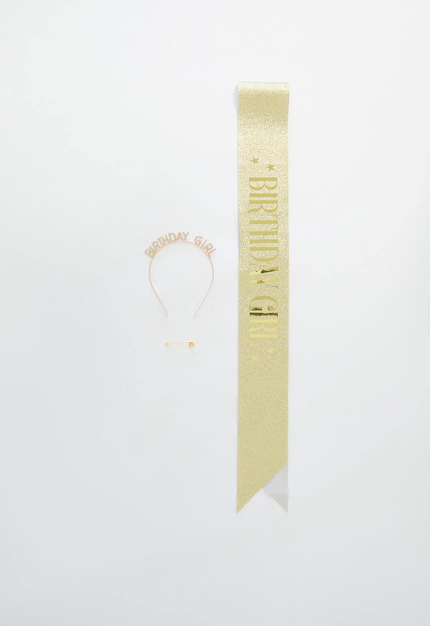 Pop Candy - Tiara & sash - gold/birthday girl