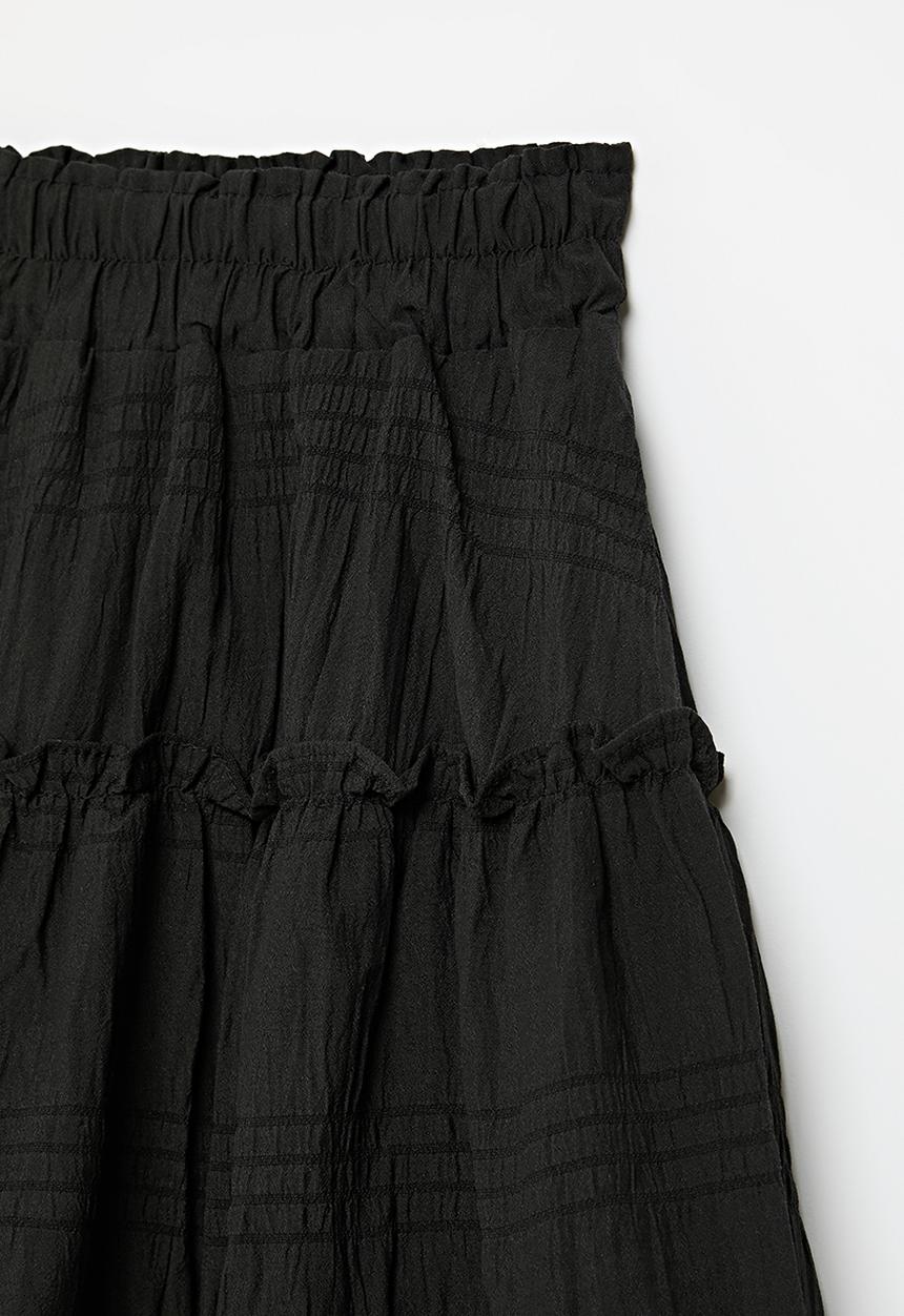 Pop Candy - Tiered boho skirt-black