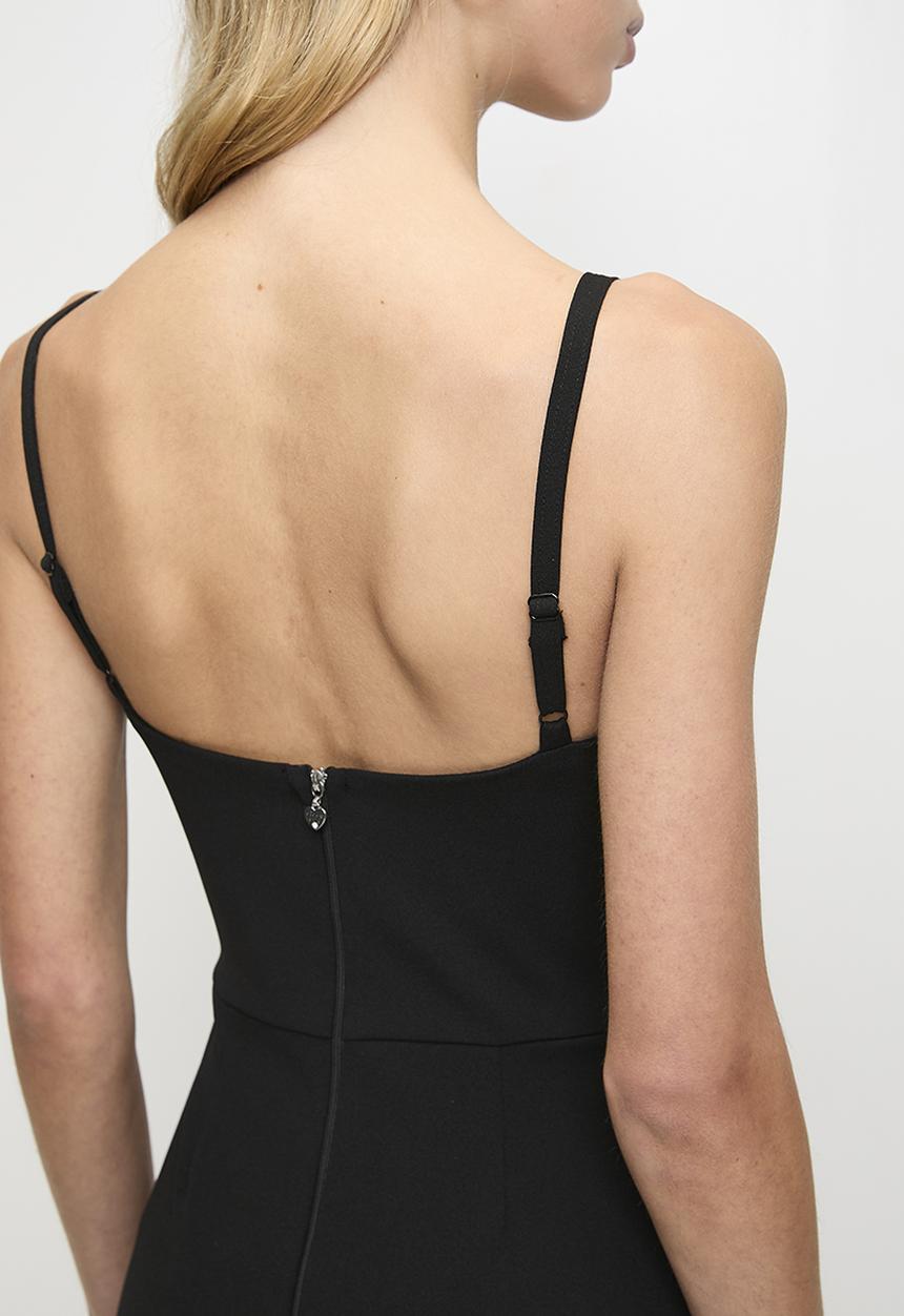 SISSY BOY - Skip A Beat: Maxi Dress, High Slit And Pearl Diamante Trim - Black