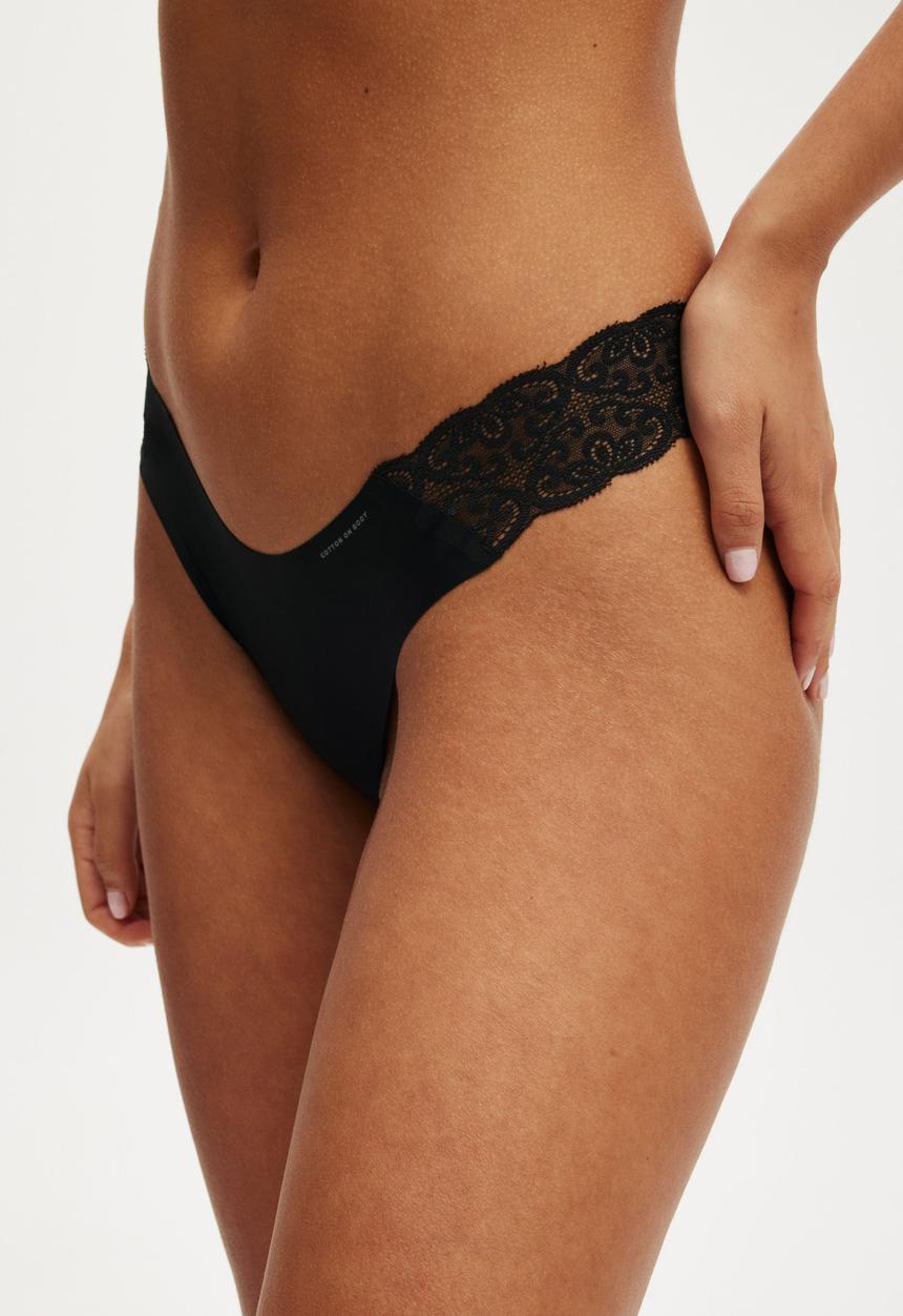 Cotton On - Party Pants Seamless Cheeky Brief - Black