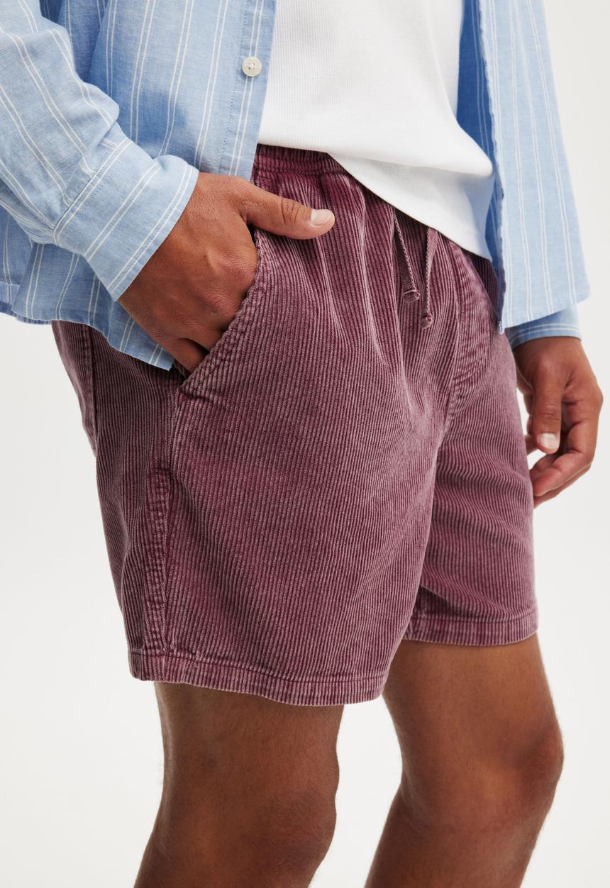 Cotton On - Easy Short - Washed Raspberry Cord