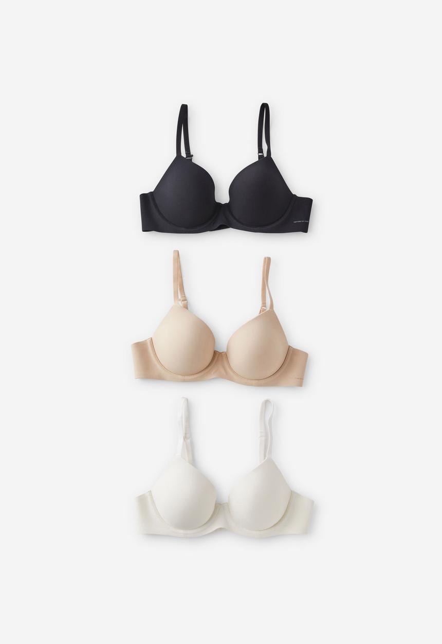 Cotton On - Body bestee bra 3 pack - black/coconutmilk/frappe