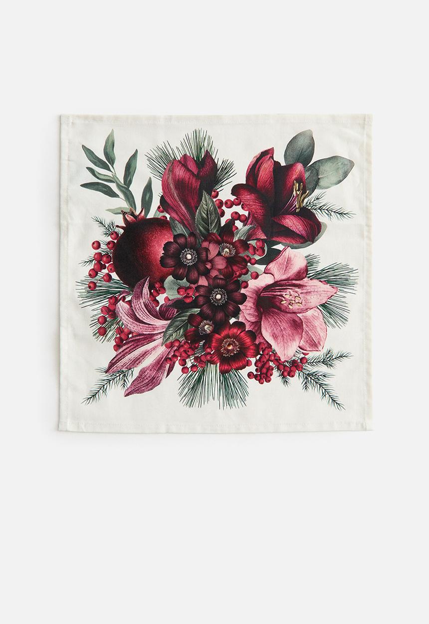 H&M - 4-Pack napkins - white/amaryllis