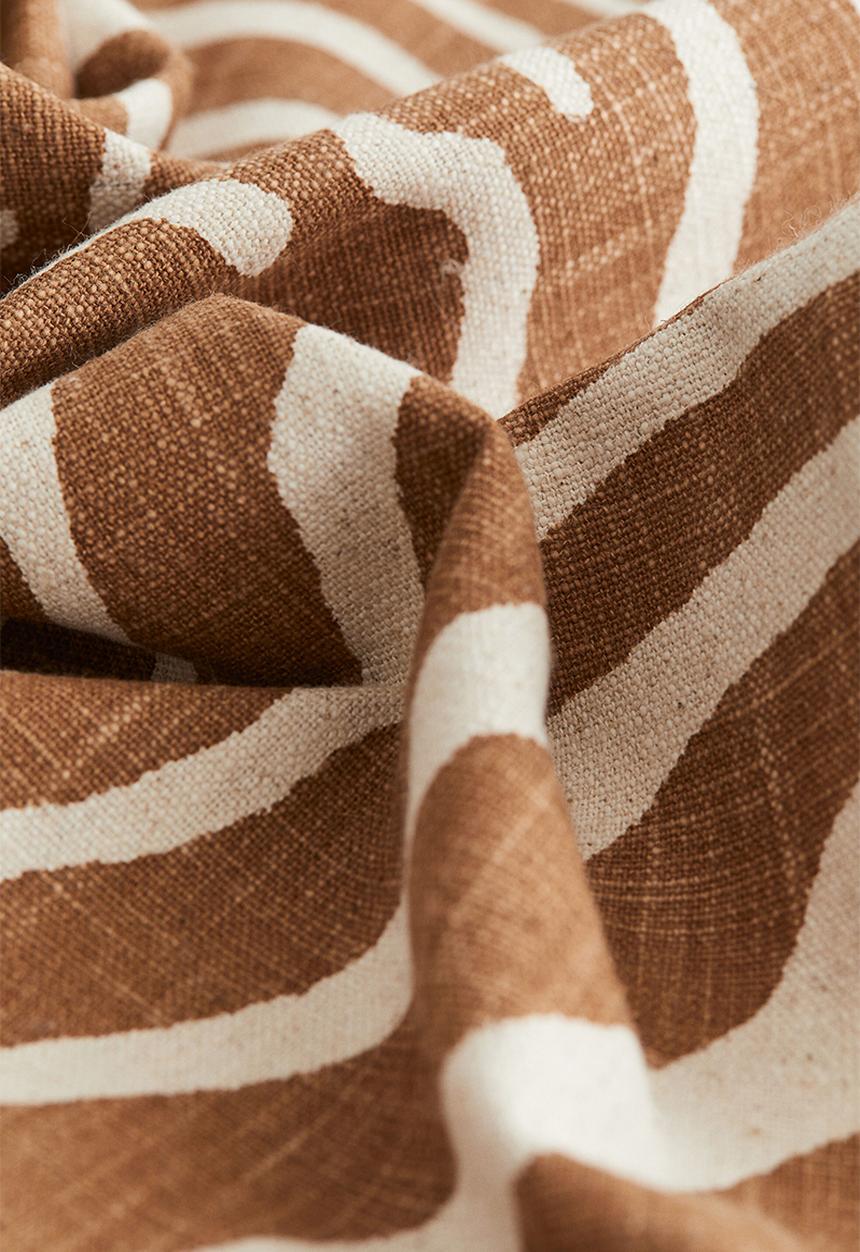 H&M - Fringed linen-blend cushion cover - light brown/zebra print