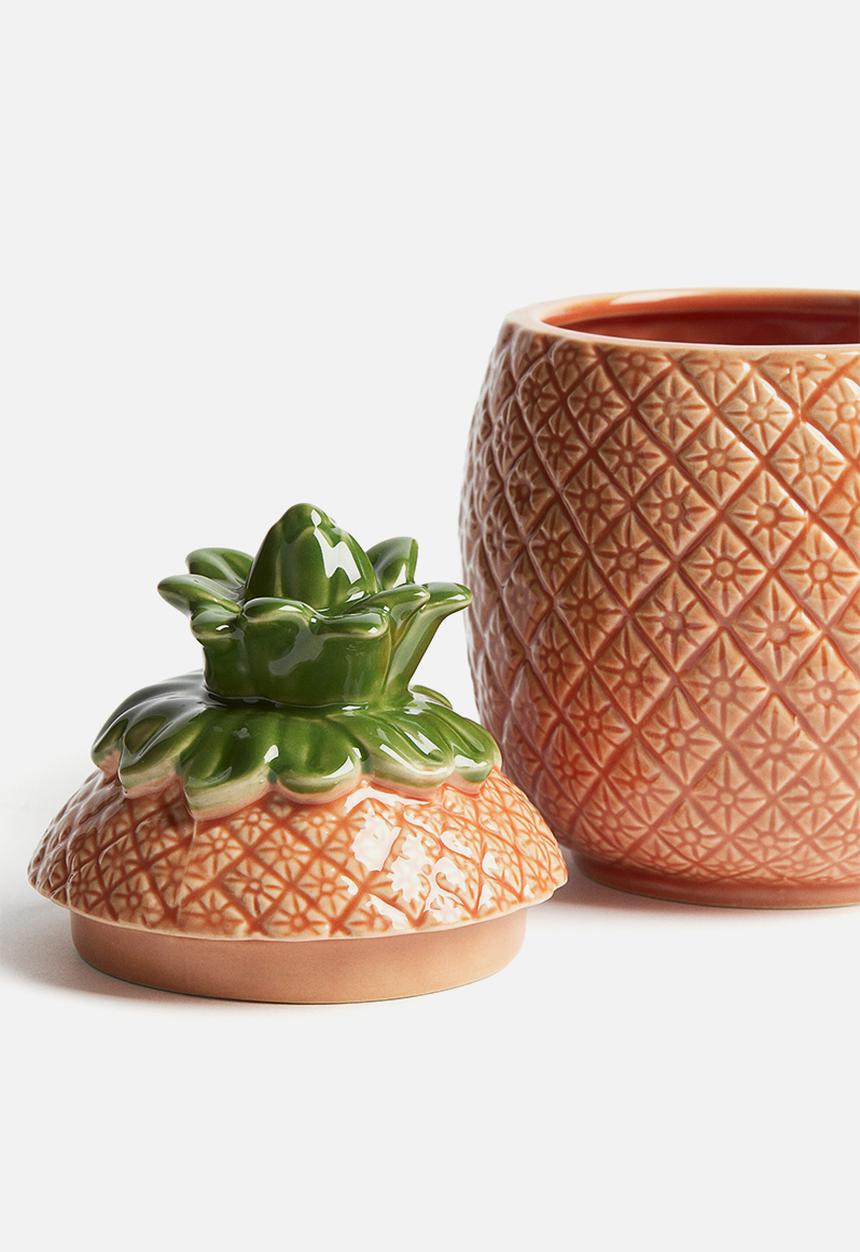 H&M - Figurative stoneware jar - light brown/pineapple