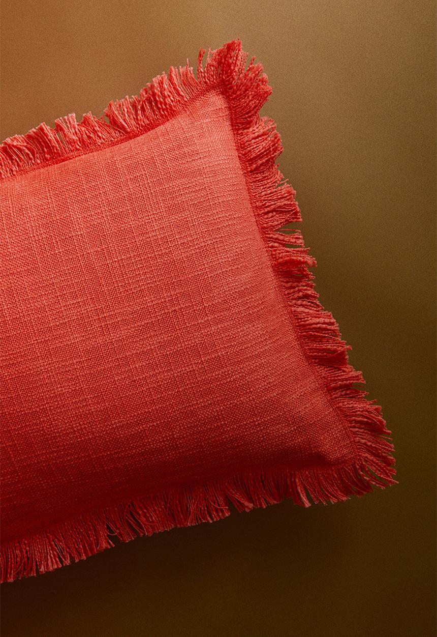 H&M - Slub weave cushion cover - coral red