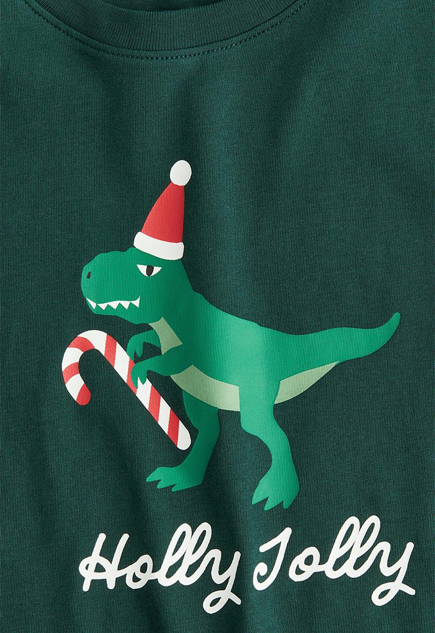 H&M - Printed T-shirt - dark green/dinosaur