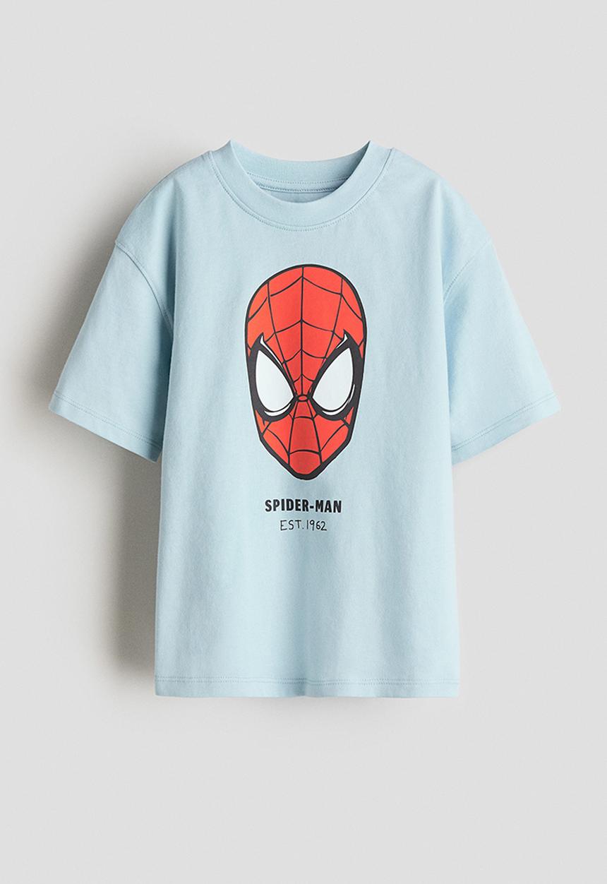 H&M - Oversized printed T-shirt - light blue/spider-man 