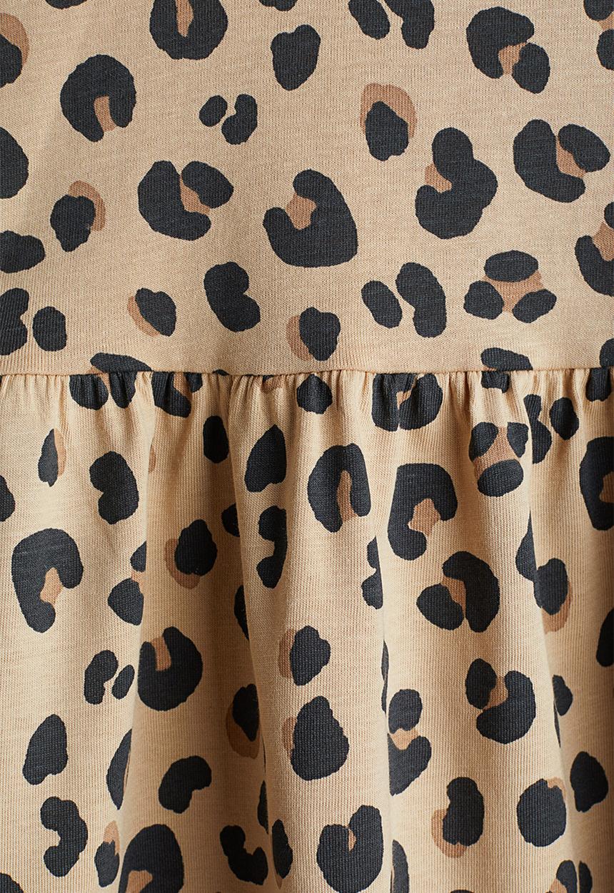 H&M - Patterned cotton dress - beige/leopard print