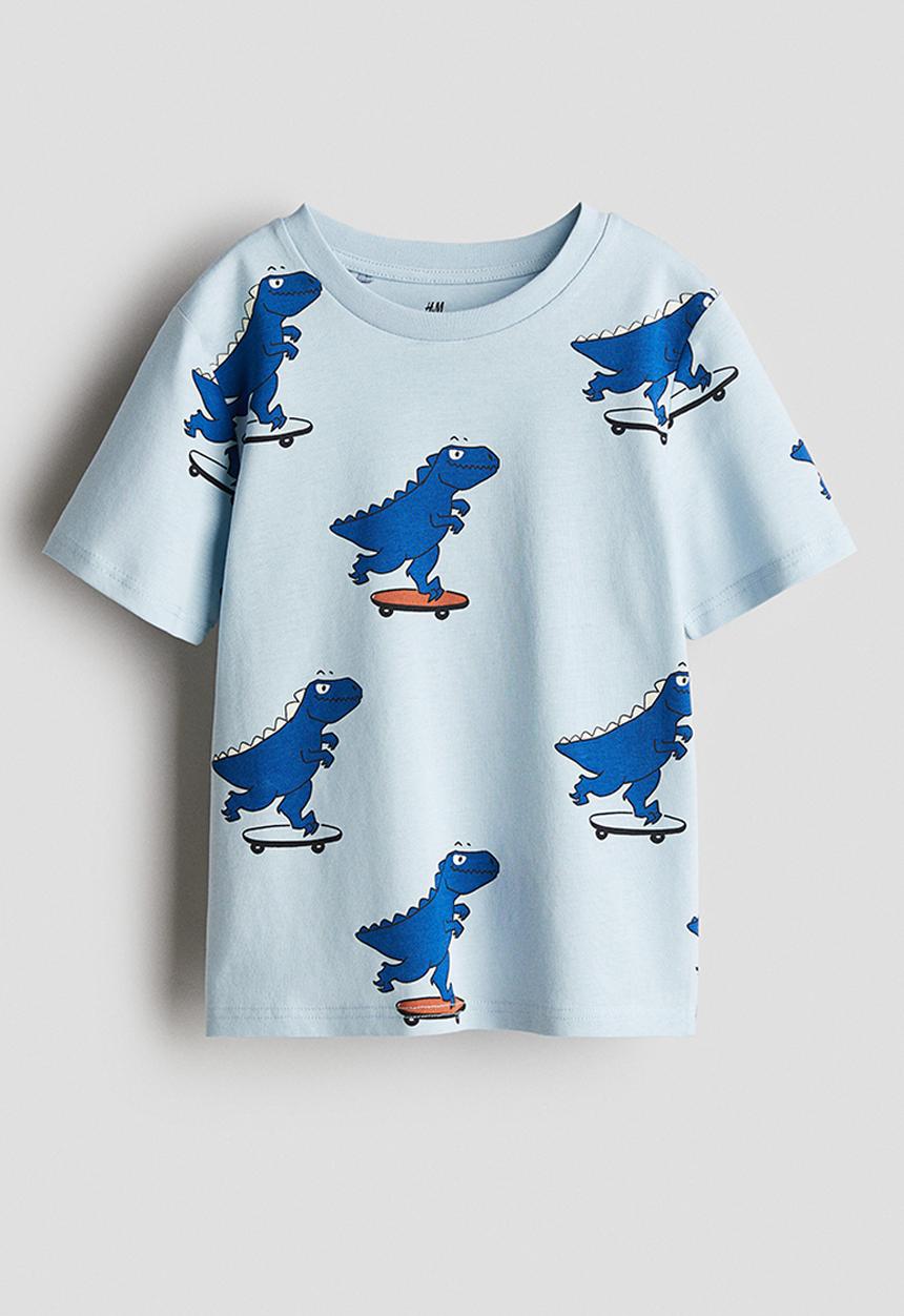 H&M - Printed T-shirt - light blue/dinosaurs 