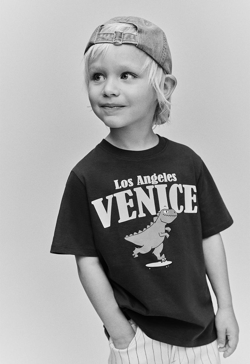 H&M - Printed T-shirt - navy blue/venice 