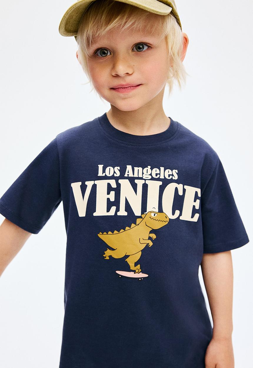 H&M - Printed T-shirt - navy blue/venice 