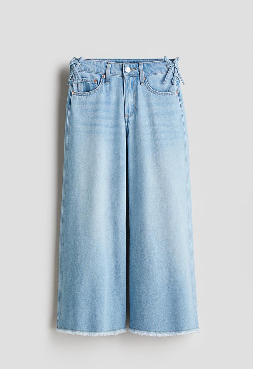 H&M - Wide-leg jeans - light denim blue/ties