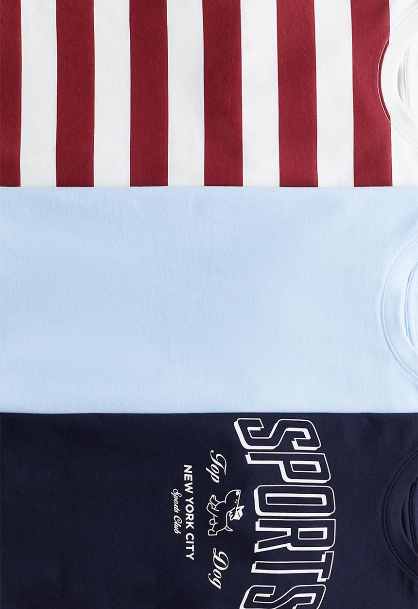 H&M - 3-Pack cotton T-shirts - navy blue/sports