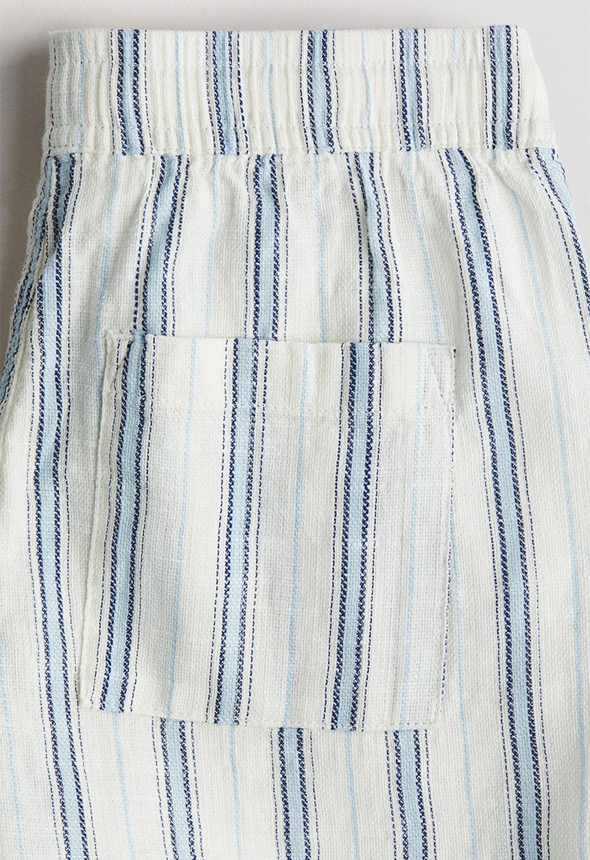 H&M - Cotton shorts - light blue/white striped 
