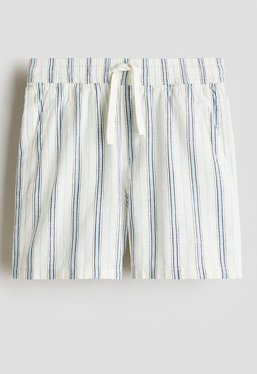 H&M - Cotton shorts - light blue/white striped 