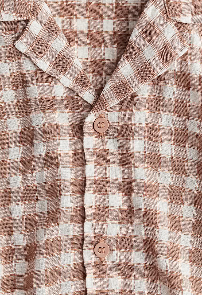 H&M - Cotton-blend resort shirt - powder pink/checked 