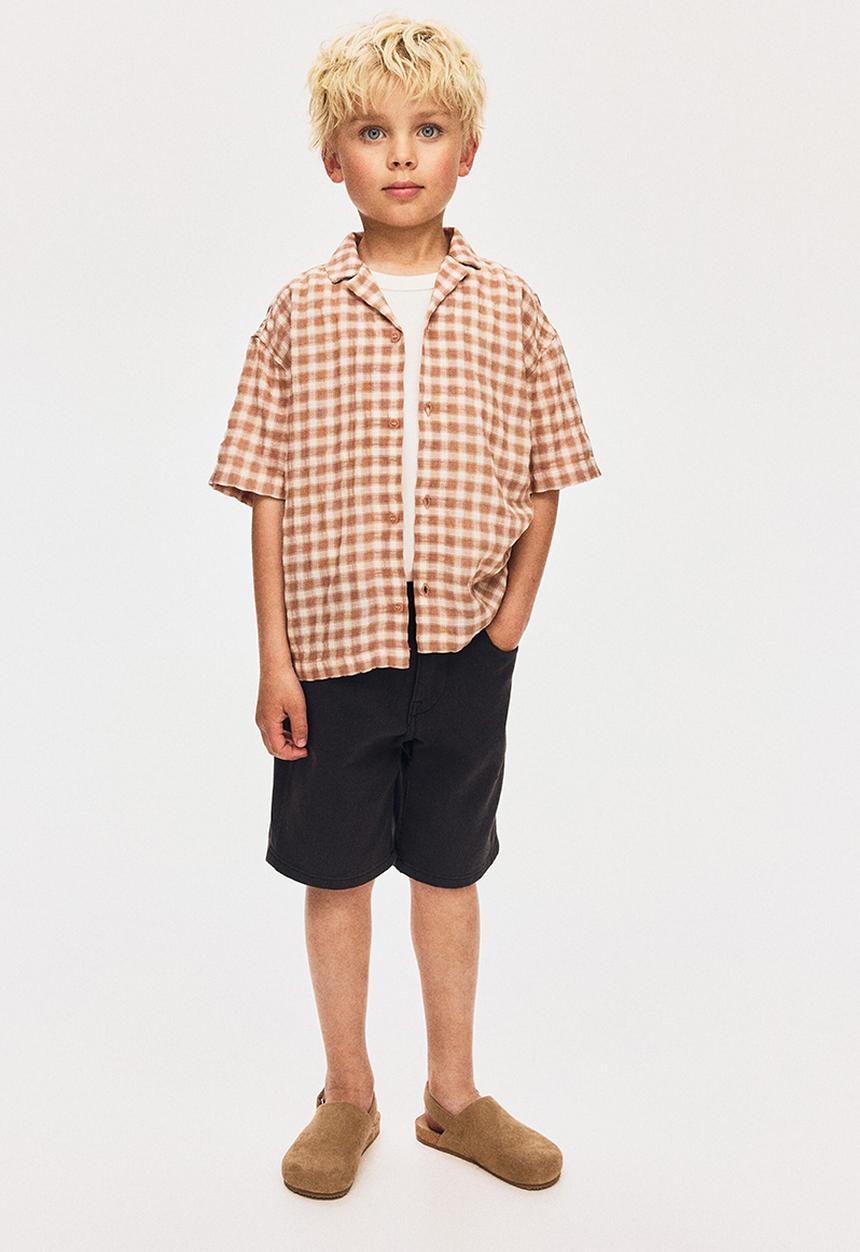 H&M - Cotton-blend resort shirt - powder pink/checked 