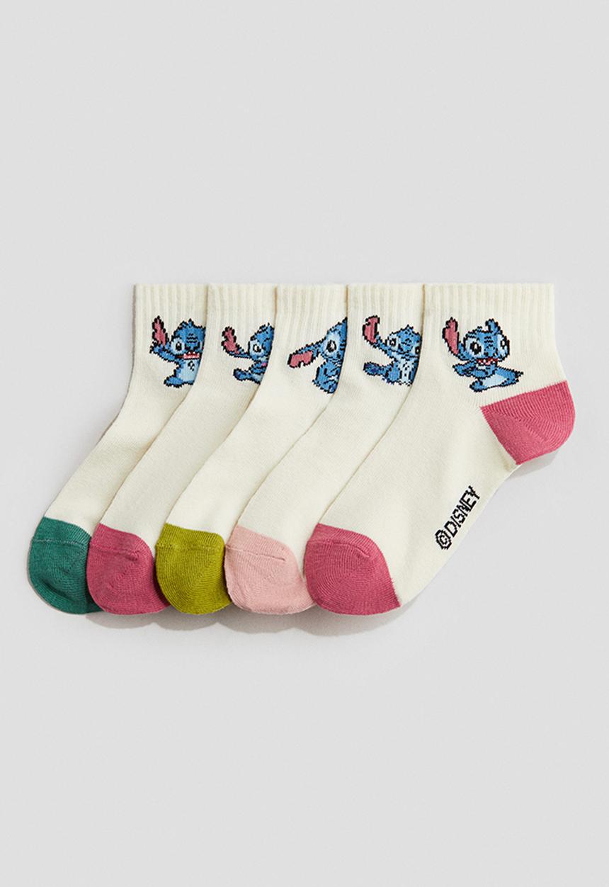 H&M - 5-Pack ankle socks - white/lilo & stitch