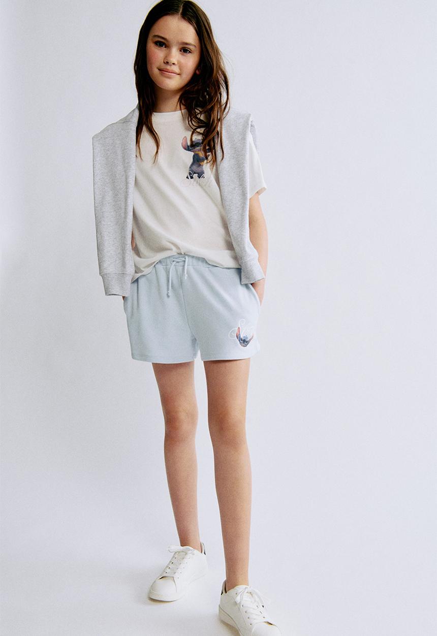H&M - Print-motif sweatshorts - light blue/lilo & stitch